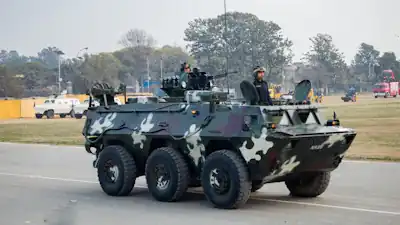 Military vehicles at base